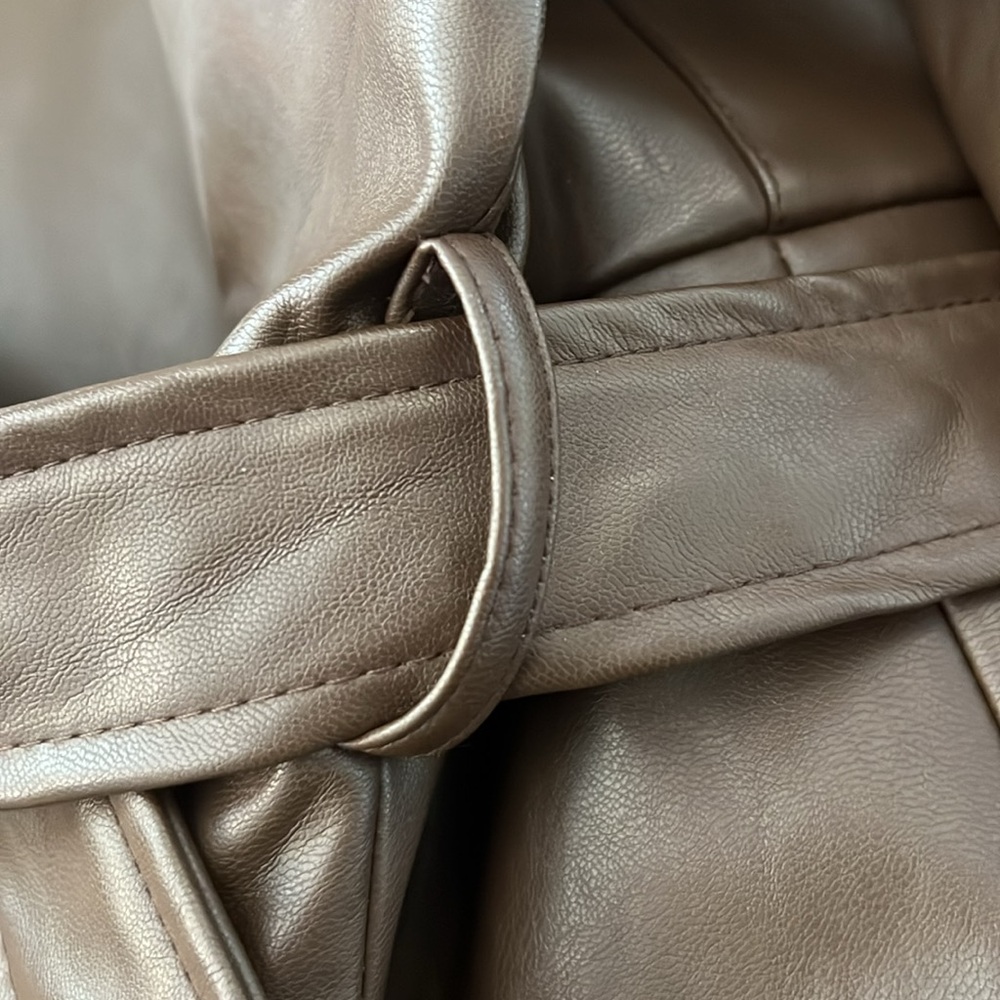 Brown Faux Lether Jacket by egreis size M - Picture 17 of 17